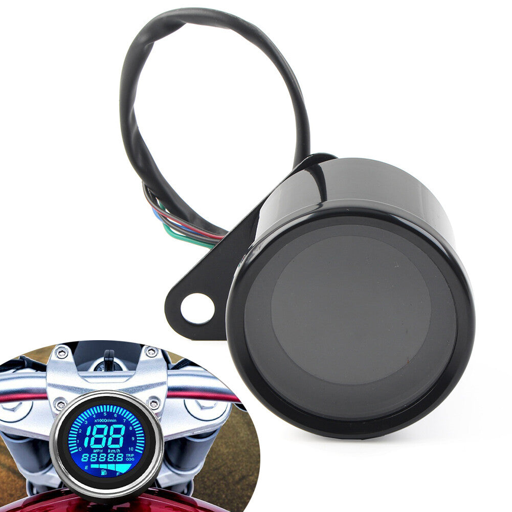 Retro Motorcycle Digital Speedometer 12V LED LCD Odometer Tachometer Fuel Mete