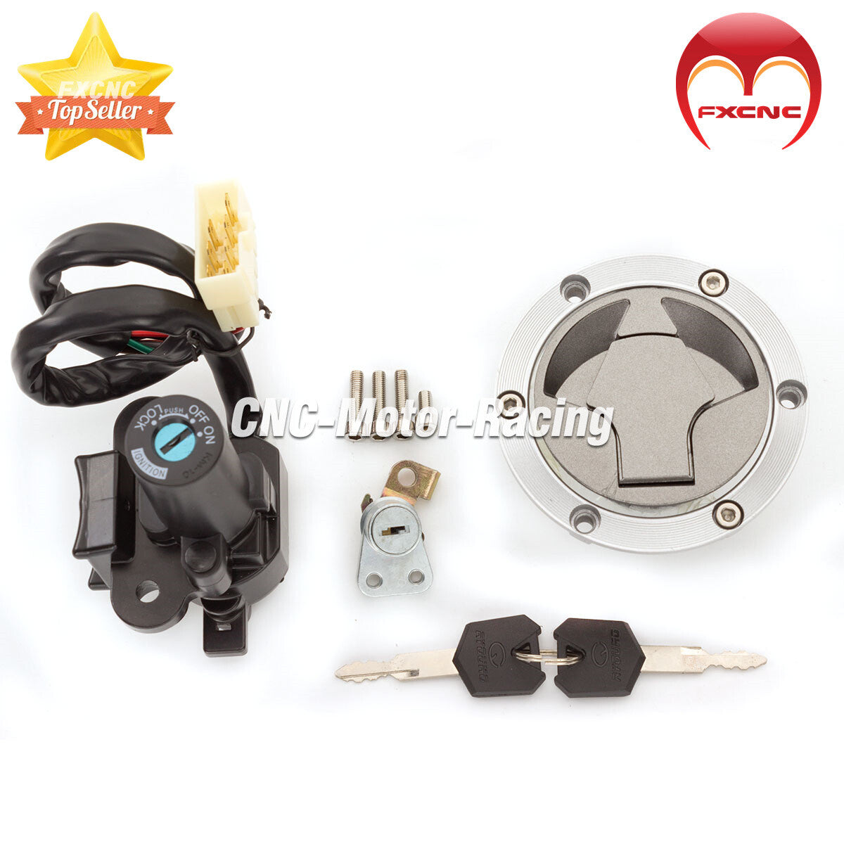Suitable for Kawasaki 250R EX250J 2008-2012: Ignition switch, gas cap, for seat lock key.