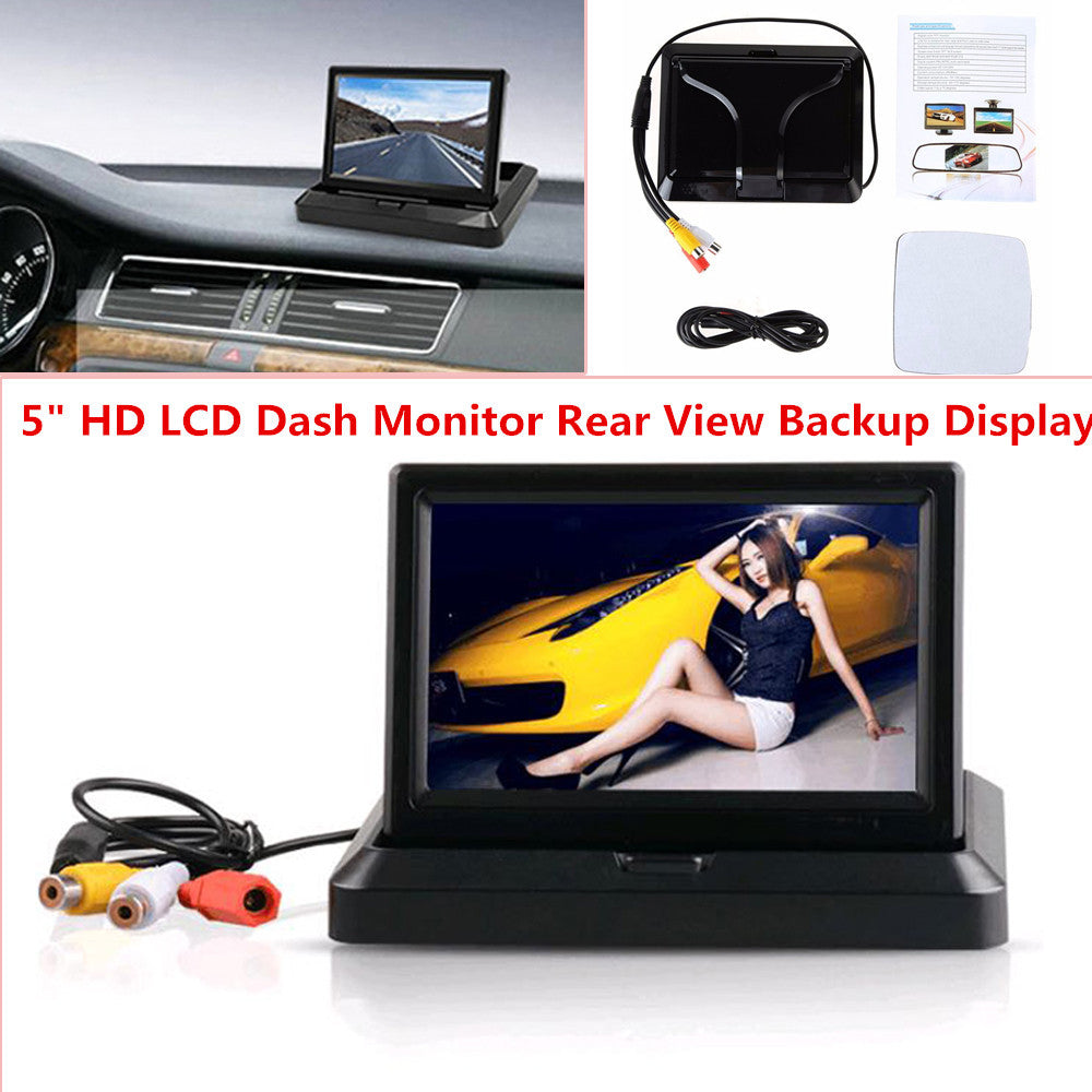 5-inch TFT LCD high-definition display shows the car's rearview camera with 2 video inputs. n