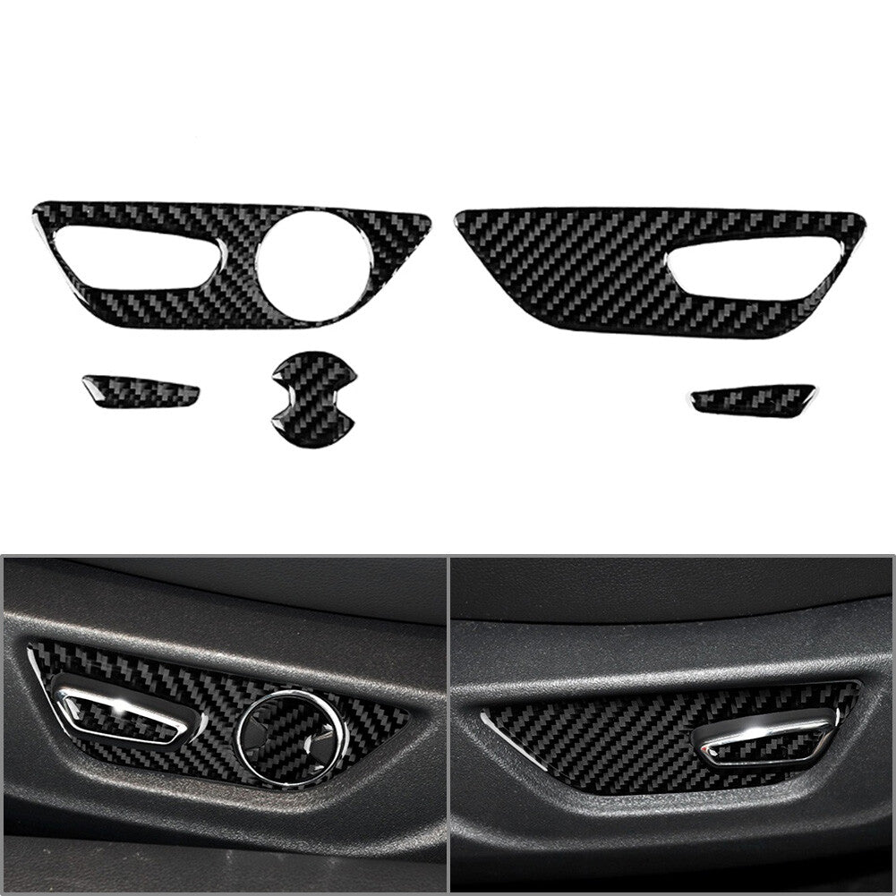 5Pcs Carbon Fiber for Seat Adjustment Switch Button Cover  for ford  for Mustang 2015-2023