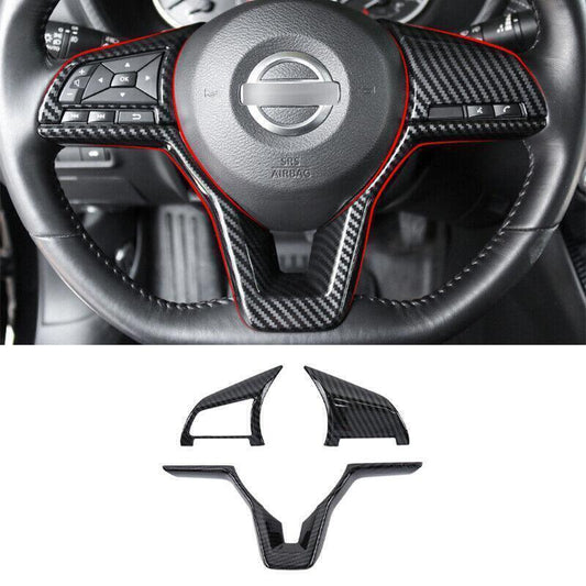 for Nissan Sentra 20-23 Carbon Fiber Inner Steering Wheel Button Frame Decor 3X