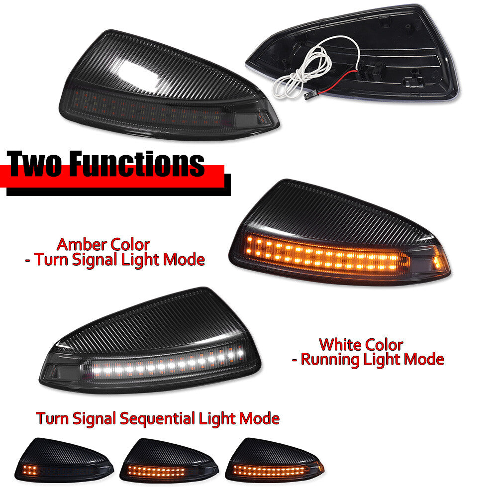Smoke-activated dynamic LED side mirror indicator lights are suitable for Mercedes-Benz C-Class and V-Class.