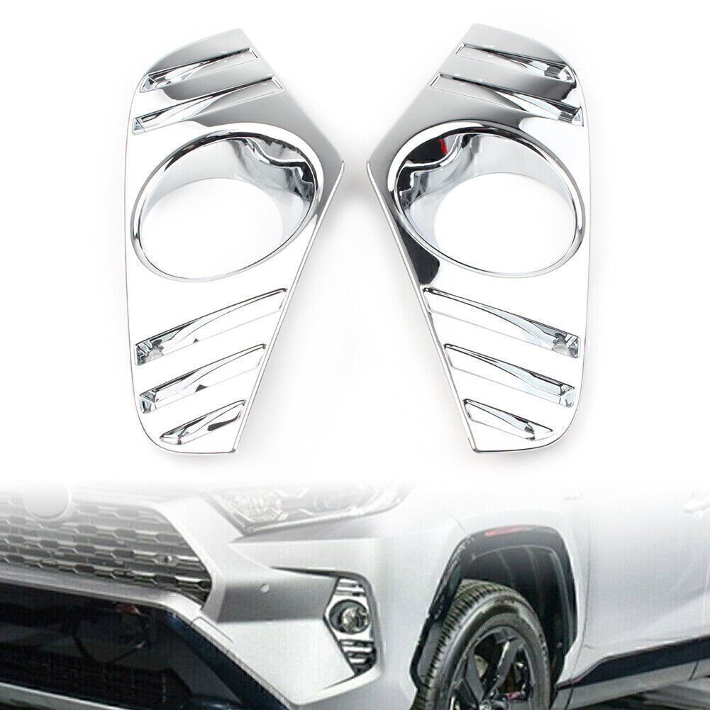 2X Front Fog Light Lamp Cover Trim Garnish Chrome Fit for Toyota New RAV4 2019 2020