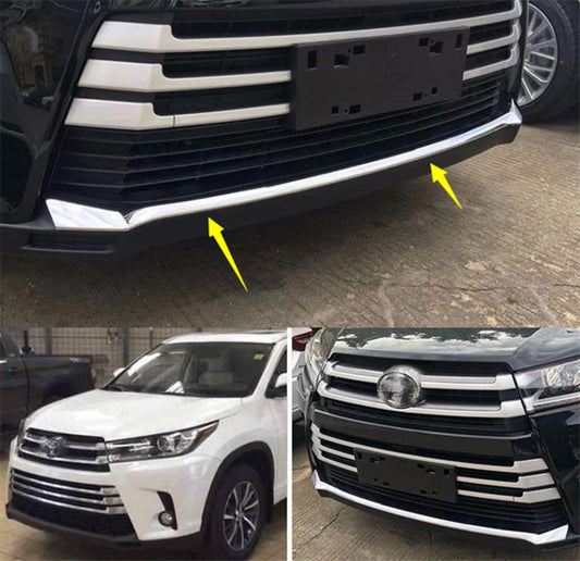 for Toyota Highlander 2017-2019 Front Lower Bumper Lid Grille Chrome Cover Trim