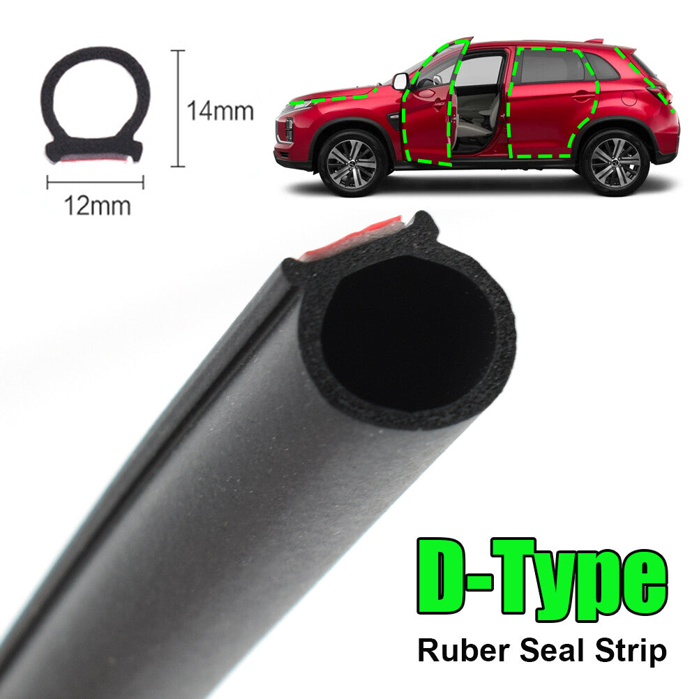 2M Big D Shape Car Door Window Trim Edge Seal-Strip Moulding Rubber Weatherstrip