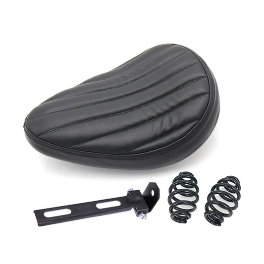 Black Tuk  Roll PU Leather Solo for Seat Spring  Bracket for Harley Chopper Bobber Q