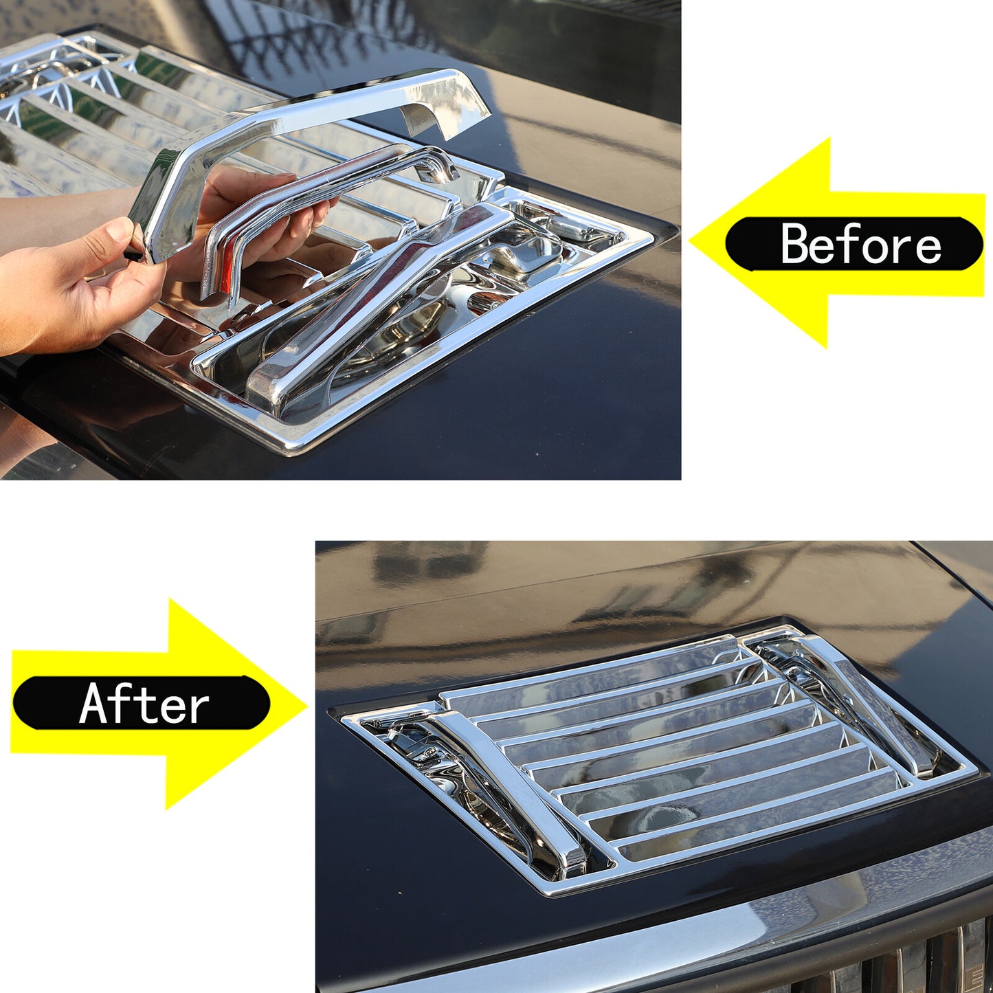 Suitable for 2003-2009 for Hummer H2 chrome hood deck ventilation grille with handle cover ( )