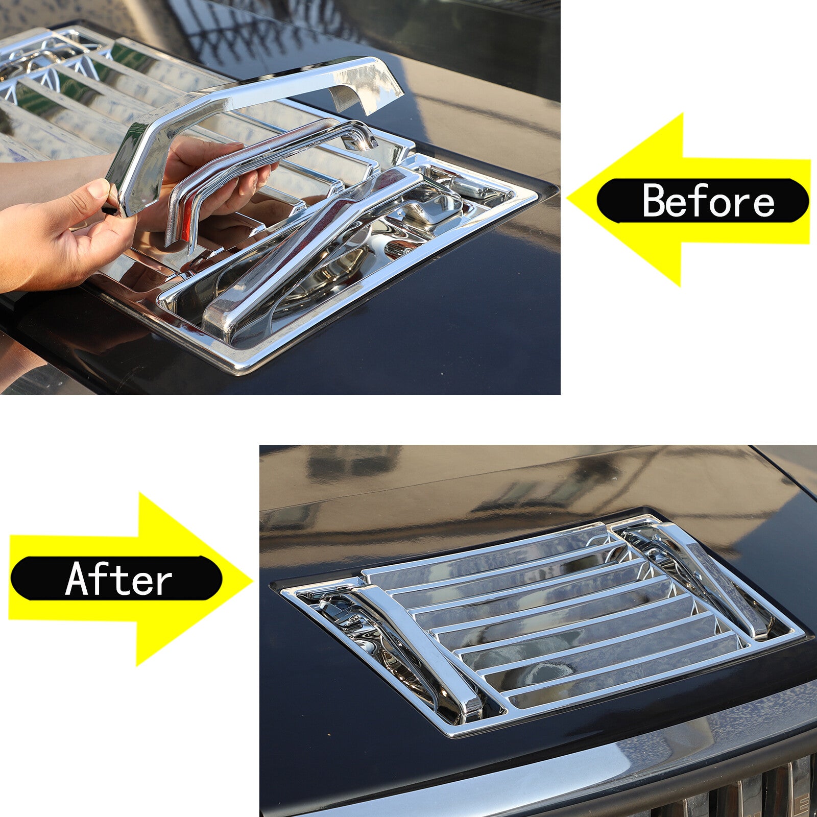 Suitable for 2003-2009 for Hummer H2 chrome hood deck ventilation grille with handle cover ( )