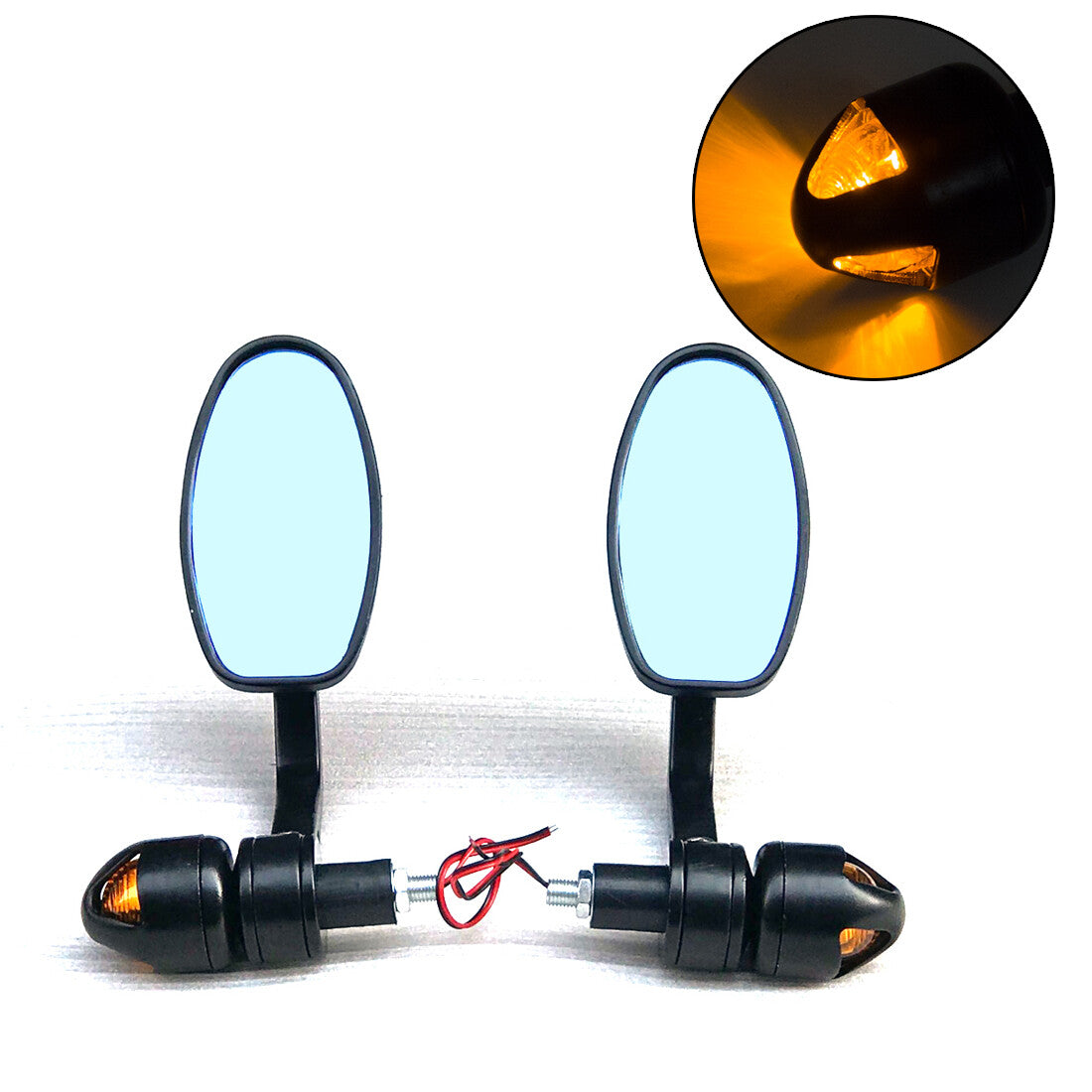 7/8 22mm Rear View Handle Bar End Side Rearview Mirror W/ Turn signal for Honda Q