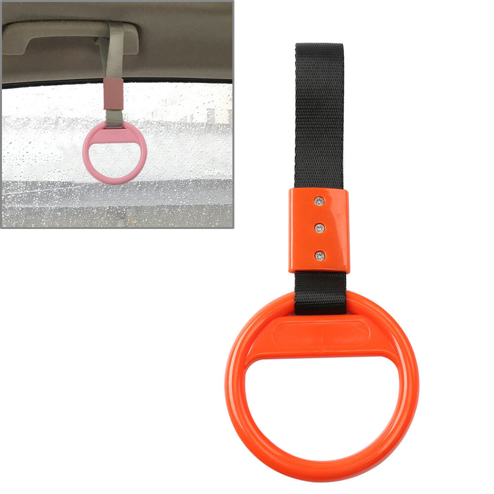 Round Ring Train Bus Handle Hand Strap Drift Charm Tool PVC Plastic Black+Orange