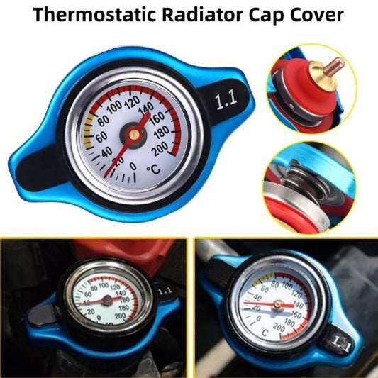 Car Thermostatic Gauge Radiator Cap Cover Small Head With Water Temp Meter Blue