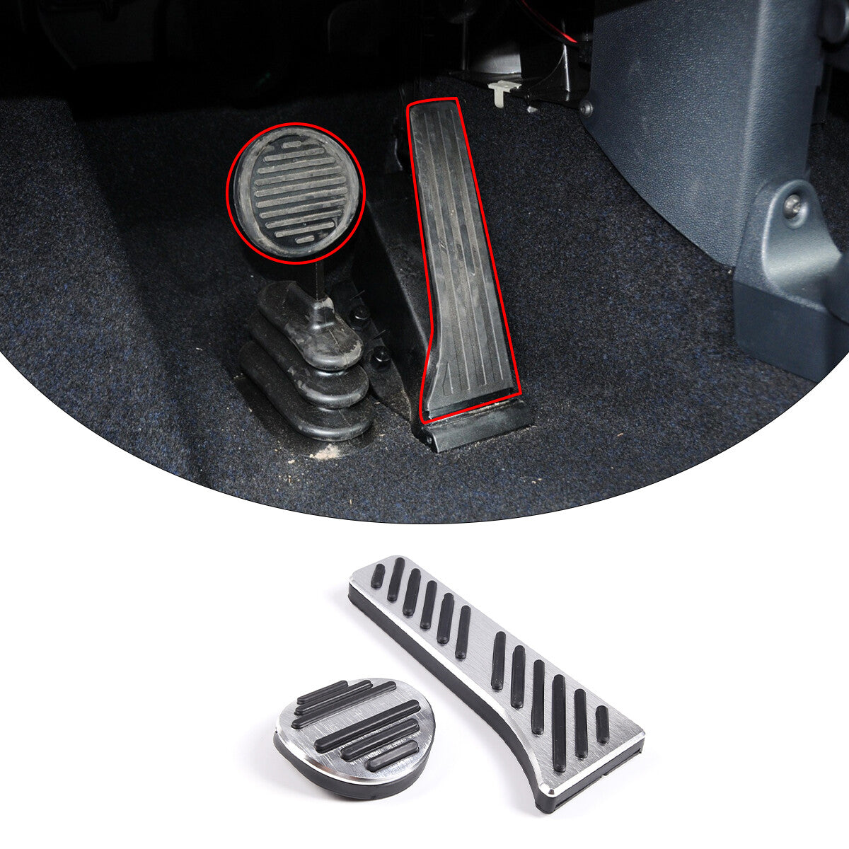 2-Pack Silver Aluminum Accelerator Brake Pedal Trim for SMART 2009-2014 n