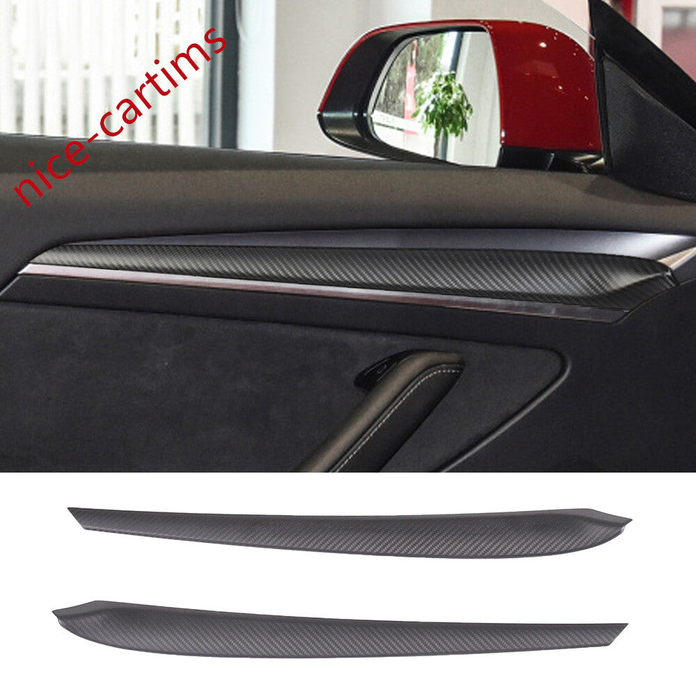 Matte Carbon Fiber Interior Door Panel Decor Trim for Tesla Model 3 /Y 2021-2023
