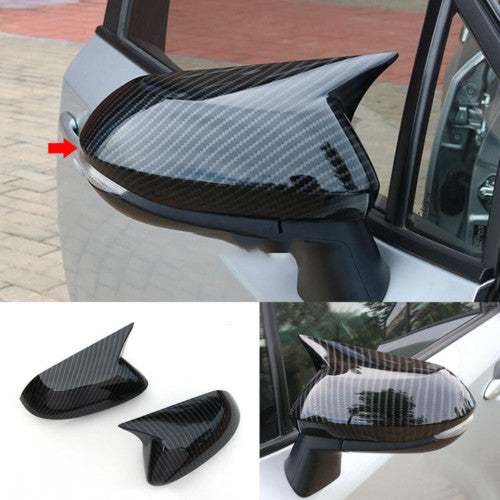 for Toyota for Corolla 20-2024 Carbon Fiber Look OX Horn Rear View Mirror Cover Trim