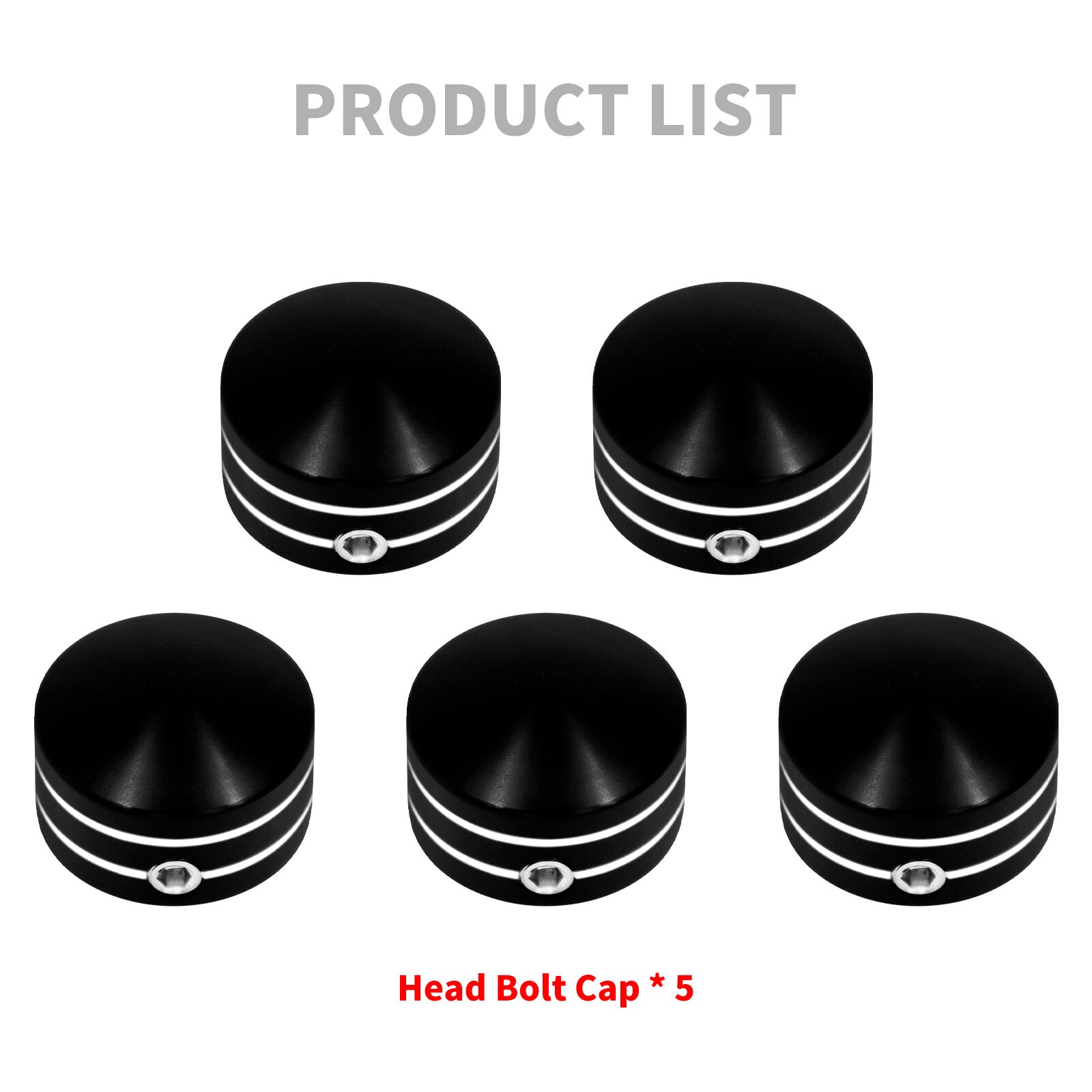 5pc Black Rear Sprocket Pulley Bolt Covers for Harley Touring Softail Sportster
