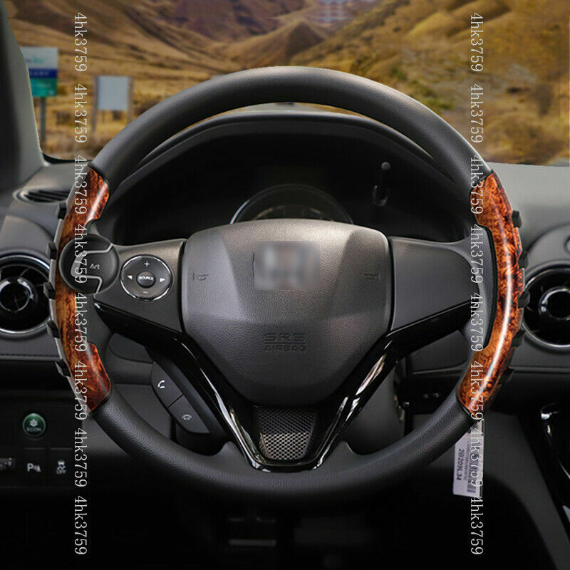 2pcs Wood Grain Look Steering Wheel Auxiliary Booster Spinner Handle Trim Cover
