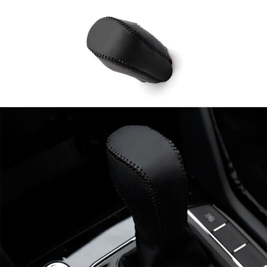 for Volkswagen Taos 2021-2023 Black Leather Inner Gear Shift Knob Cap Cover Trim