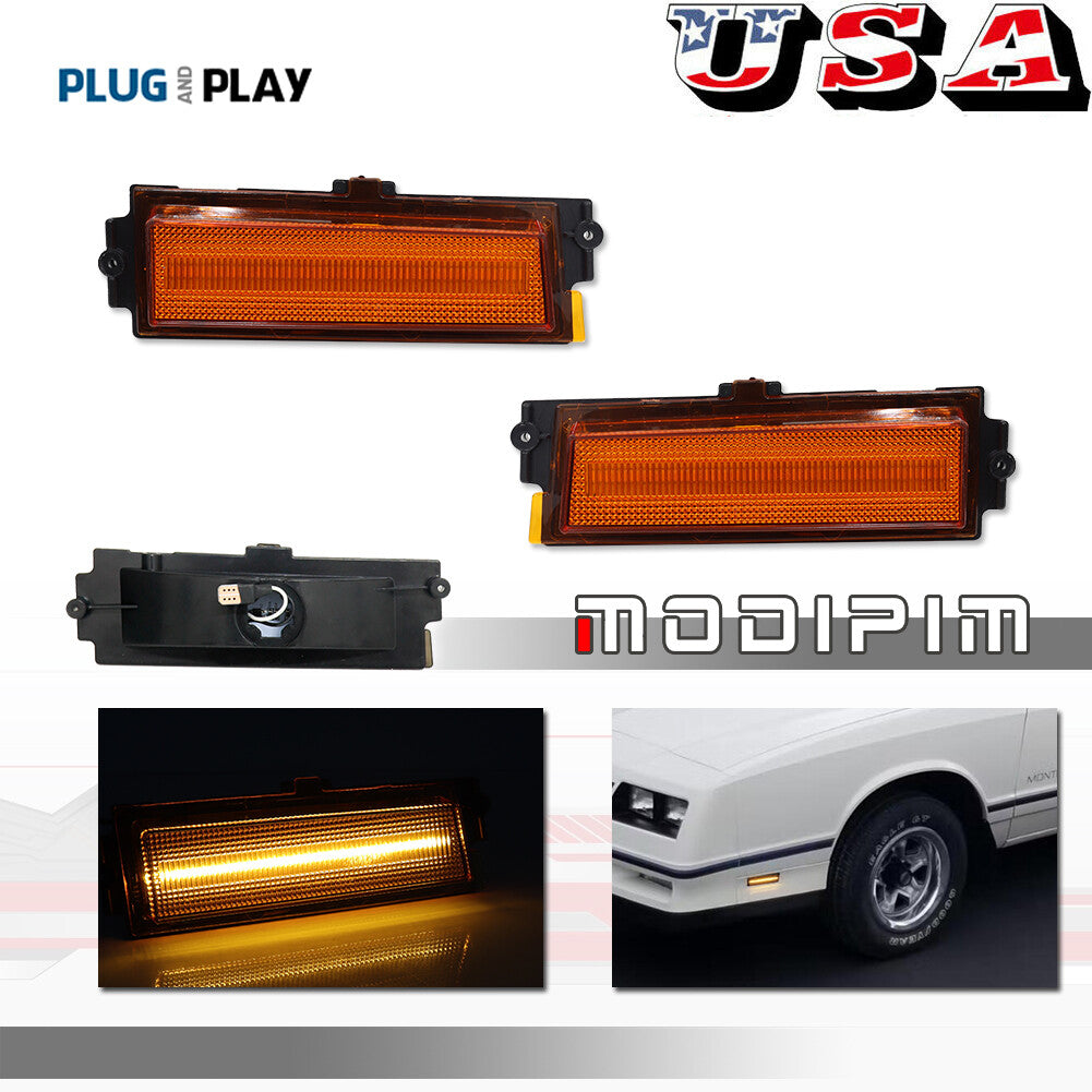 Suitable for 1981-1988 Monte Carlo SS LED front fender side marker light amber 2 pieces- v