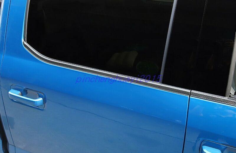 Carbon fiber style molded window trim strip for Ford F-150. (F150 17-2021)