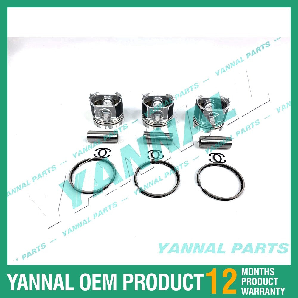 3-piece piston with piston rings + 0.5 mm for Mitsubishi K3F engine (extra-large size)