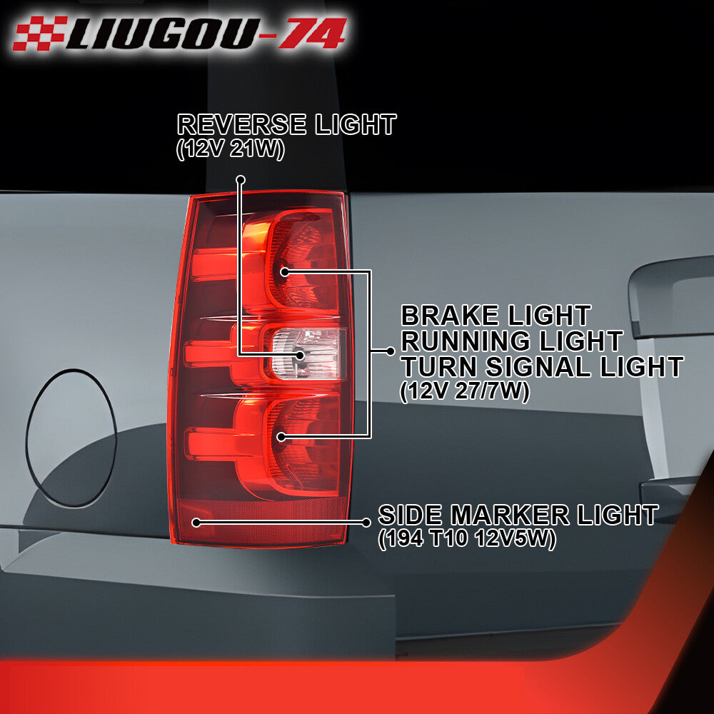 Tail Light Fits 07-14 for Tahoe Suburban 1500 Driver Side with Bulb - v