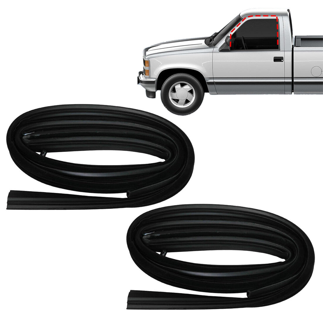 2PCS Front Door Window Run Channel Weatherstrip Seal for GMC Jimmy C/K Pickup