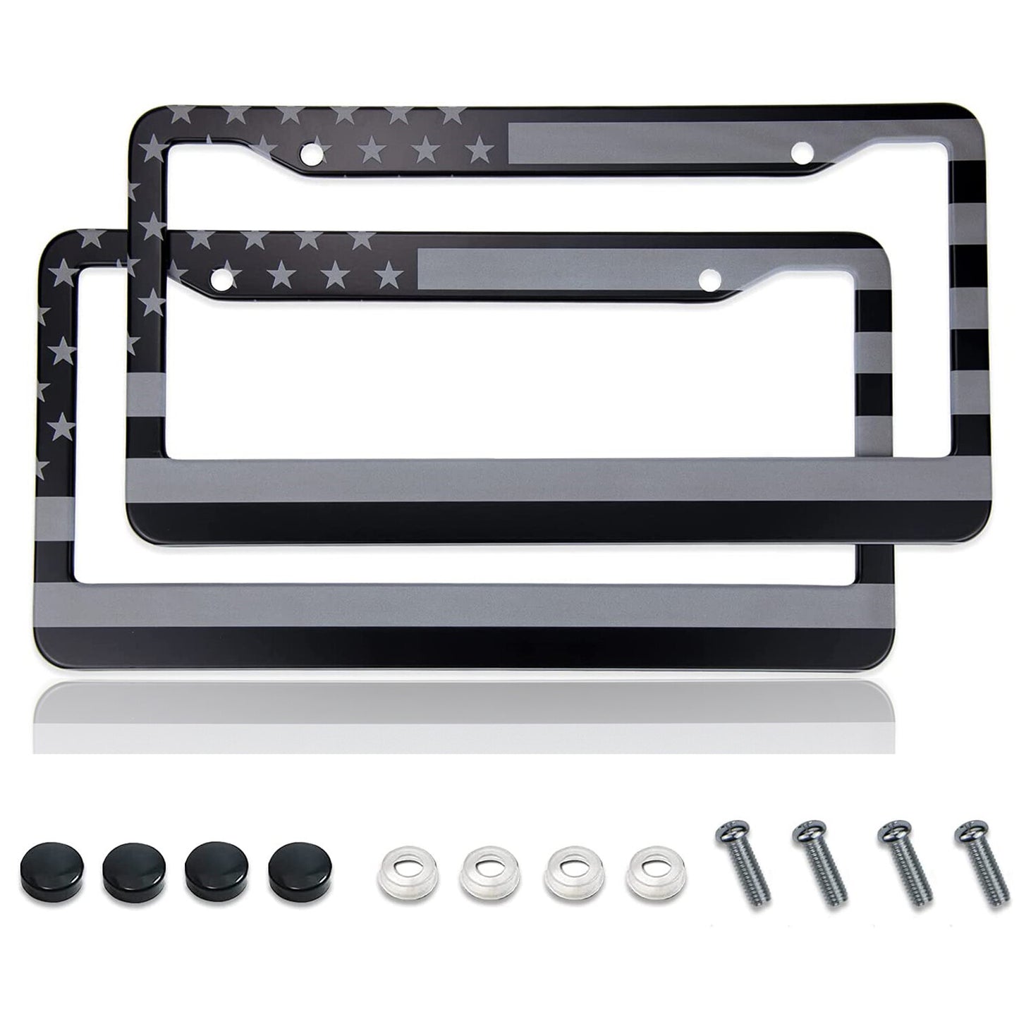 2-Pack Accessories American Flag Patriotic Car License Plate Bracket Cover - n