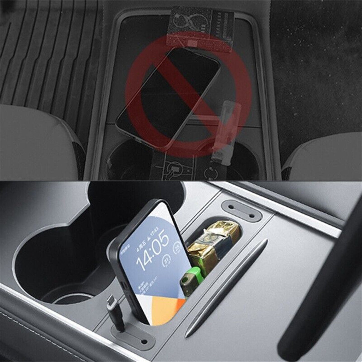Gray ABS armrest storage box repair parts suitable for Model 3/Y D- n