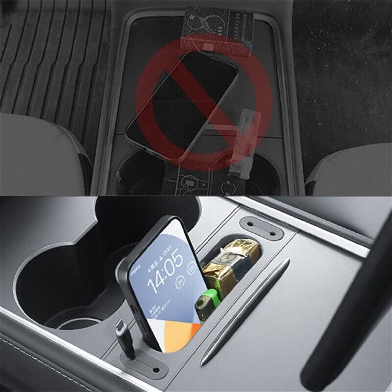 Gray ABS armrest storage box repair parts suitable for Model 3/Y D- n