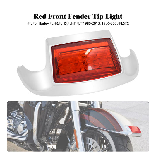 Front Fender w/ Red Lens Tip LED Light Fit for Harley Electra Road Glide Softail
