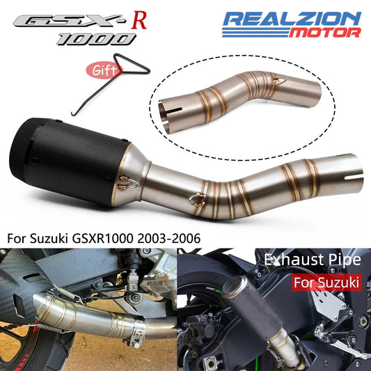 Exhaust Middle Link Pipe Slip-on Muffler for Suzuki GSXR 1000 2003-2006 K3 K4 K5