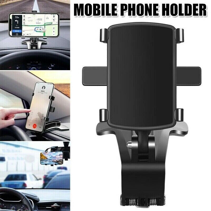 360° Rotation Car Phone Holder Sun Visor Mirror Dashboard Mount GPS Stand Clamp