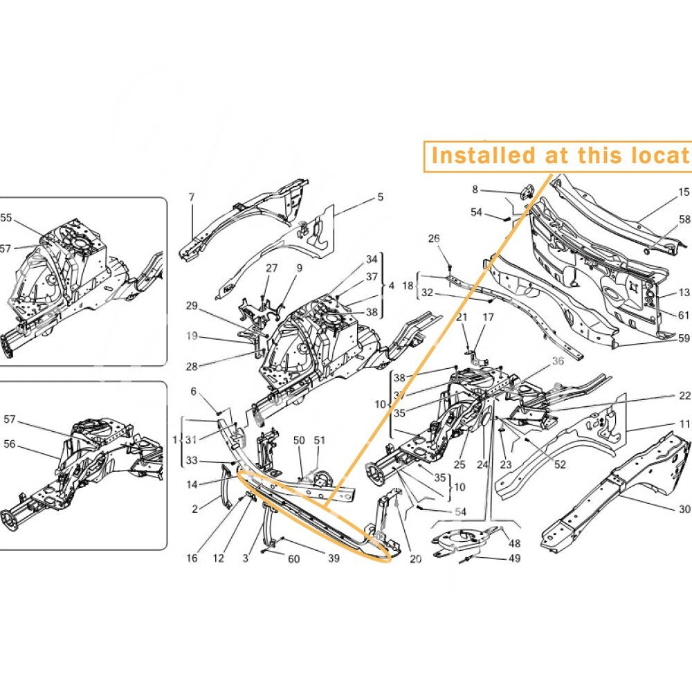 Suitable for Maserati Quattroporte front radiator support bracket installation 670035458