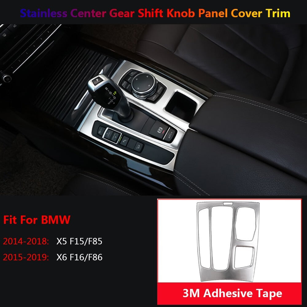Stainless for BMW X5 X6 F15 F16 Car Center Console Gear Shift Panel Cover Trim