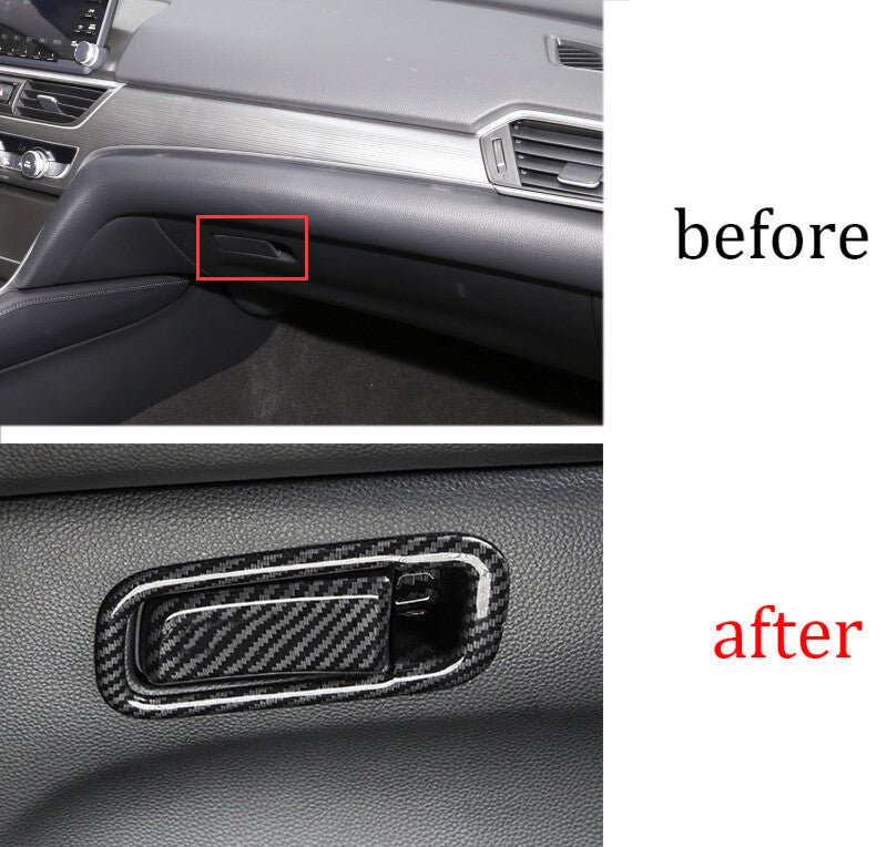 Carbon Fiber for Co -Pilot Storage Box Handle Cover Trim for Honda Accord 2018-2021