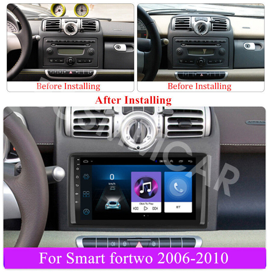 4+32G Android 14 Car Stereo Radio Player Fit for Smart Fortwo 2005-2010 GPS WIFI