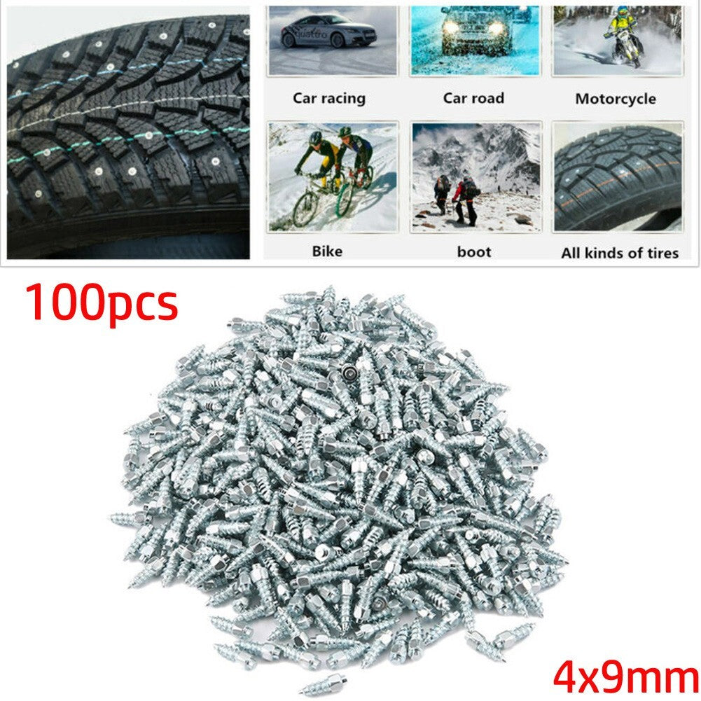 100x9mm Screw In Tire Stud Snow Spikes Racing Track Tire Ice Studs Car/Truck/ATV