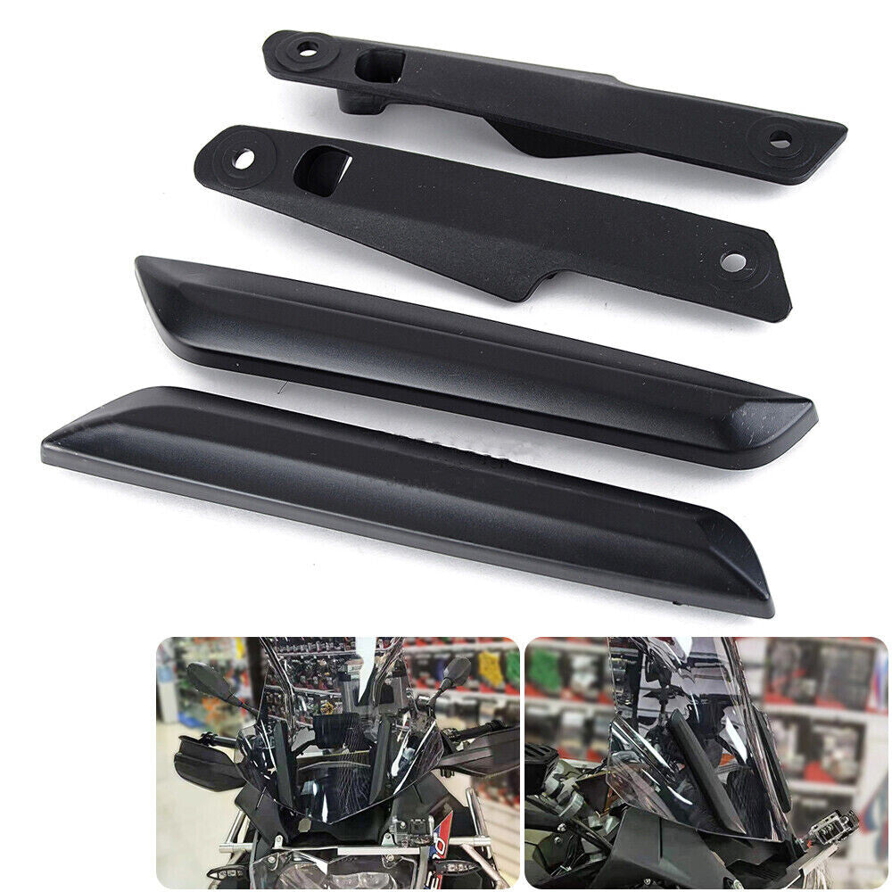 Windshield bracket and windshield strip for BMW R1200GS 2013-2019 and R1250GS 2018-2021.