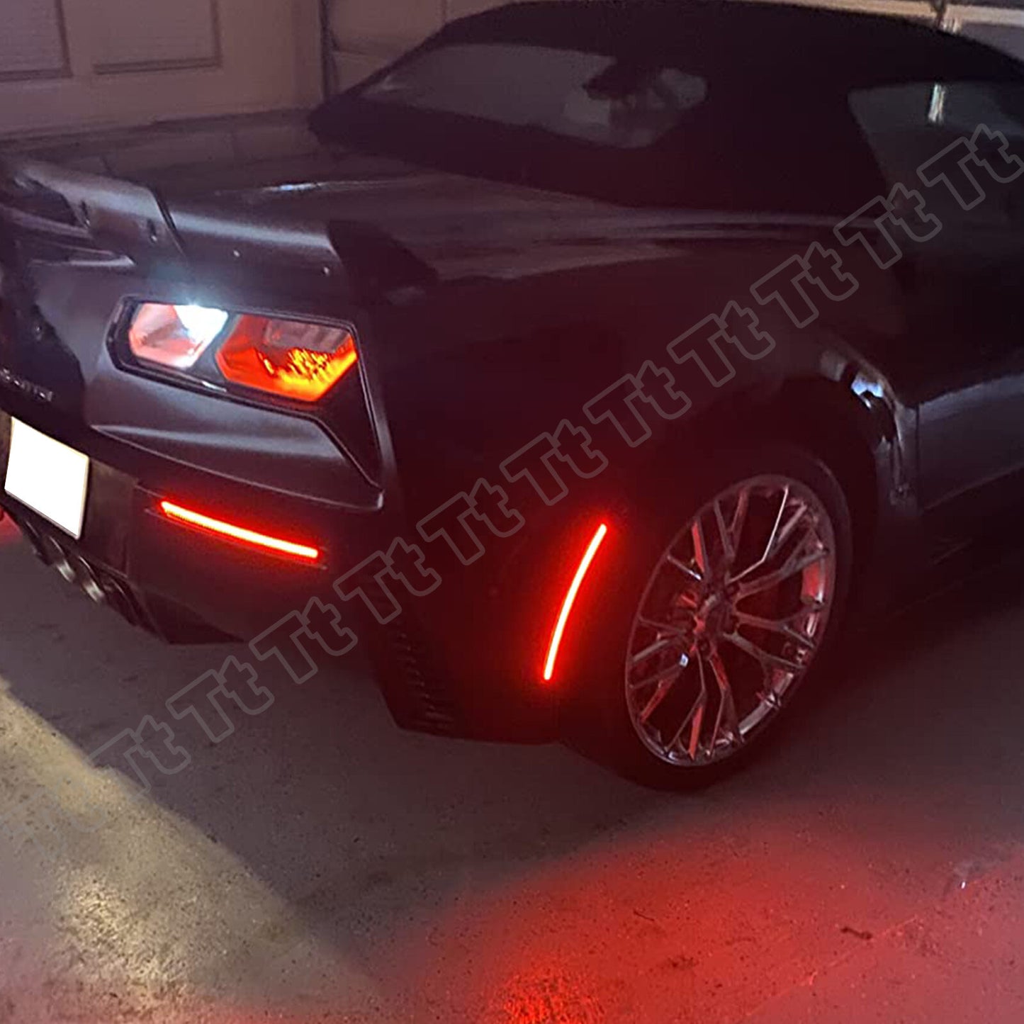 For 2014 - 2019 for Corvette C7 Smoked LED Rear Bumper Reflector Lights - v