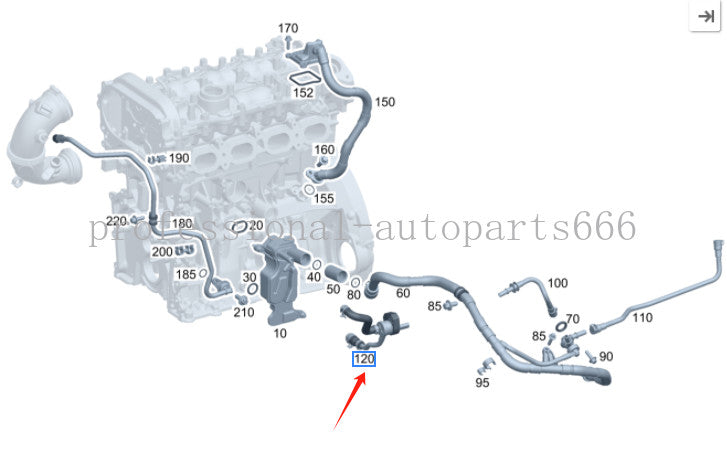 new PCV valve bleeding line hose 2740187301, suitable for Mercedes-Benz E16 E20 M274