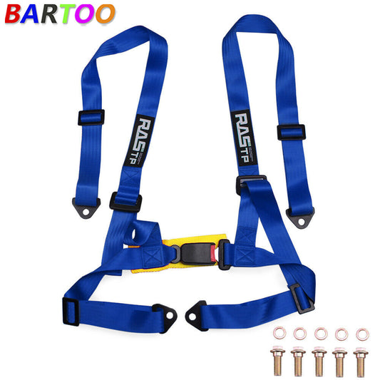 Adjustable 4 Point Buckle Racing for Seat Belt Harness Strap Kit 2inch blue Q