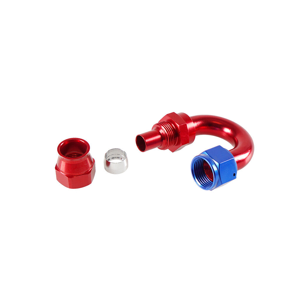 8AN PTFE Hose End Fittings 180 Degree Aluminum Swivel AN8 For PTFE Hose Only Red