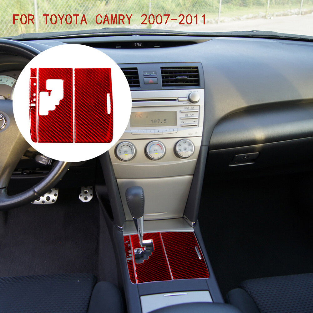4Pcs Red Carbon Fiber Automatic Transmission Cover Type B for Toyota for Camry 07-11