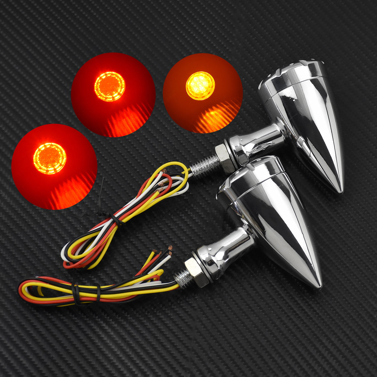10mm Chrome LED Brake Blinker Light Turn Signal Fit for Harley Chopper 2 pcs