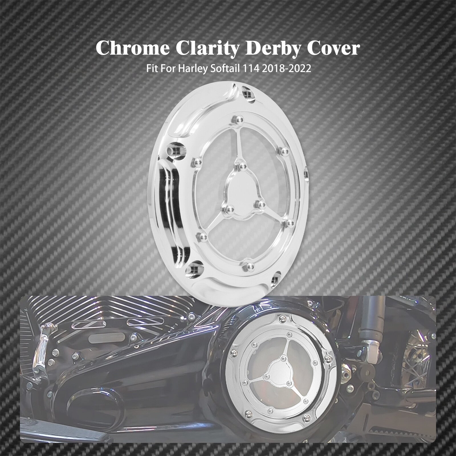 Chrome Engine Derby Cover Fit for Harley Softail 114 Fat Bob Breakout 2018-UP Q