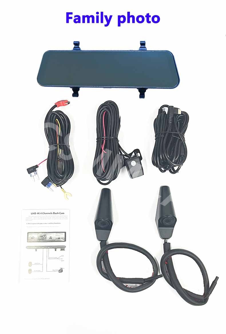 Car Rearview Mirror Video Recorder Touch Screen 4 Channel WIFI ADAS W/Cam