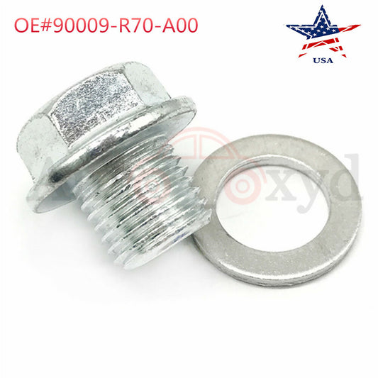Brand new oil pan drain plug with washing machine OE#90009-R70-A00, suitable for Honda / for Acura engines. Q