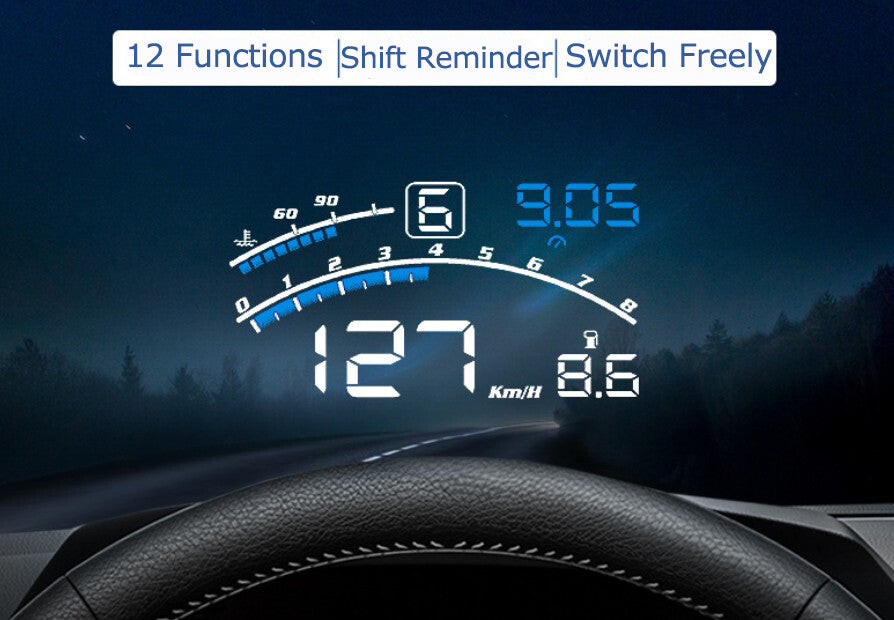OBDII Car Speedometer Digital HUD Head Up Display Overspeed Warning MPH/KMH
