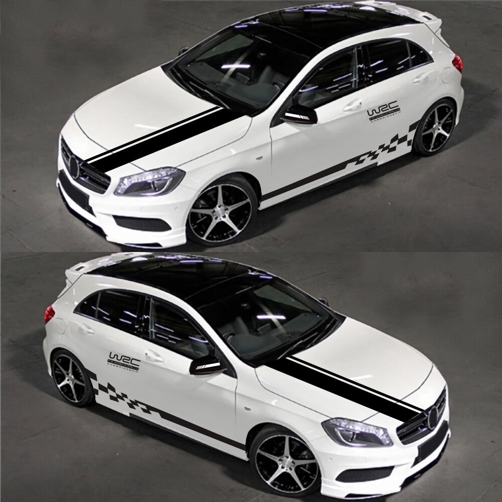 5pc Car Body Decal Sticker Rearview Mirror Vinyl Sports Long Stripe Decal Decor