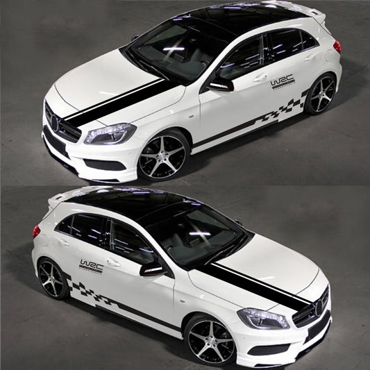 5pc Car Body Decal Sticker Rearview Mirror Vinyl Sports Long Stripe Decal Decor